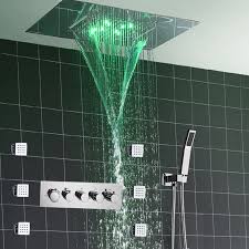 Shop for ceiling mount shower heads at junoshowers. Modern Shower Faucets Set Ceiling Recessed Led Rain Shower Set Waterfall Massage Shower Panel Body Shower Jets Bathroom Bath Set Rain Shower Set Led Rain Showerrain Shower Aliexpress
