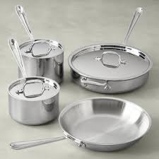 All Clad D3 Tri Ply Stainless Steel 7 Piece Cookware Set Cookware Set Brushed Stainless Steel Cookware Sets