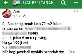 Tayang 8 hari yang lalu. Heboh Wanita Cari Jodoh Lewat Iklan Jual Beli Tanah Di Kudus Ini Ceritanya Halaman All Kompas Com