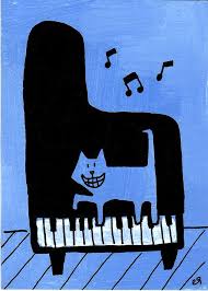 Let S Make Some Music E9art Aceo Cat Piano Art Painting Humor Cartoon Illustration Drawing Line Piano Art Funny Paintings Musical Art