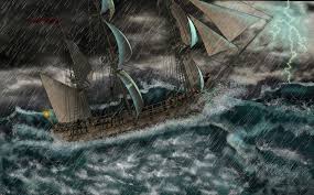 Ship In Storm By Nick Greaves Illustration Environment A Ship Caught In A Storm Can The Red Sorceress Guide Them Through Art Competitions Art Digital Art