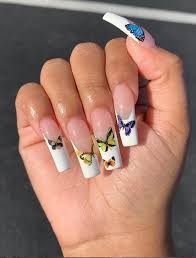 Super Suitable For Summer Butterfly Acrylic Long Coffin Nails Art Butterflies Dancing At Your Fingertips Lily Fashion Style Acrylic Nail Designs Coffin Coffin Nails Designs Coffin Nails Long