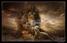 Lion and the lamb poster. The Lion And The Lamb Products Prophetic Art Of James Nesbit