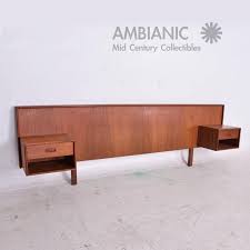 This 3 in 1 floating headboard with 2 nightstands maximizes your available floor space with its elevated. Mid Century Danish Modern Queen Teak Headboard Floating Nightstands At 1stdibs