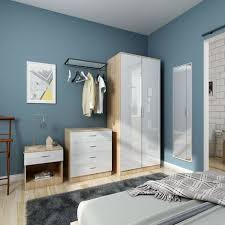 4.4 out of 5 stars. Elegant Modern High Gloss Wardrobe And Cabinet Furniture Set Bedroom 2 Doors Wardrobe And 4 Drawer Chest And Bedside Cabinet White Oak