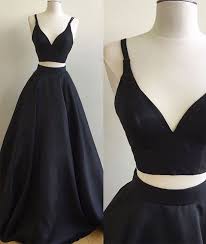 Simple Two Pieces Black Long Prom Dress Black Evening Dress Elegant Prom Dresses Evening Dresses Prom Burgundy Prom Dress