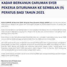 Jadual caruman kwsp 2020 11 peratus. Caruman Pekerja Dikurangkan Ke 9 Peratus Bagi 2021 Kwsp Malakat Tribune