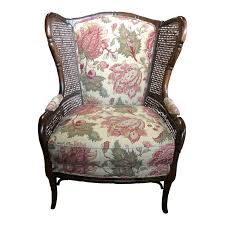 1970s Vintage Ethan Allen Faux Bamboo Wingback Chair Chairish Wingback Chair Chair Upholstered Swivel Chairs