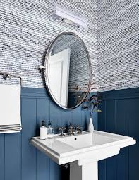 Dashes Wallpaper In Navy Powder Room Design Powder Room Wallpaper Laundry Room Renovation