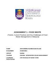 1/30/2018 food waste in malaysia: Food Waste Docx Assignment 1 Food Waste Trends Current Practices And Key Challenges Of Food Waste Management In Malaysia Name Mohammed Raziman Bin Course Hero