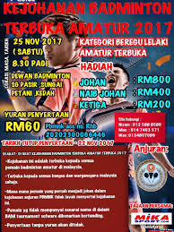 For the badminton rackets, a player can choose between the two types of rackets according to size: Kejohanan Badminton Amatur Malaysia Facebook