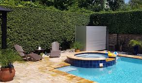 Pool equipment enclosures make your backyard prettier, and protect your pool equipment. Deepstream Designs Inc Solid Equipment Enclosure Landscape Architect