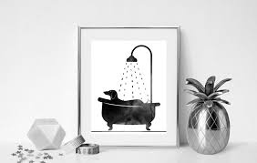 Black And White Dachshund Print Dachshund Dog Print Dachshund Bathing Bath Decor Wiener Dog Decor Digital Download Printable Gift Bathroom Art In 2020 Dachshund Print Dog Print Dachshund Decor