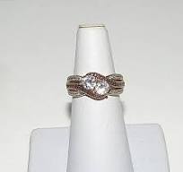 Danbury Mint You & Me Eternally Ring Mocha Diamonisse Gold Tone Size 7