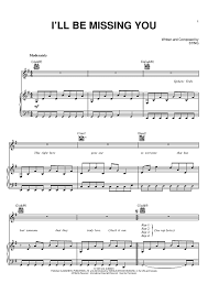 If you need to wallow and weep whilst listening to songs about missing someone you love, then this is the spotify playlist for you! I 39 Ll Be Missing You Quot Sheet Music By Sting Diddy For Piano Vocal Chords Sheet Music Now