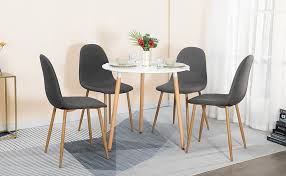 Bedroom, living & entertainment, dining & seating, kitchen Amazon Com Greenforest Dining Table White Modern Round Table With Wood Legs For Kitchen Living Room Leisure Coffee Table Tables