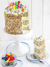 Geburtstag ist ein sehr wichtiges datum für jede person. Bunter Angel Food Cake Mit Vanille Buttercreme Aka Kuchendeern Feiert 3 Geburtstag Geburtstagstorte Kuchendeern