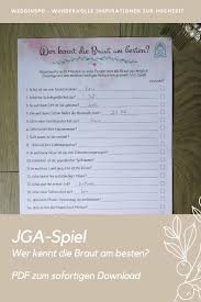 Jga Spiel Wer Kennt Die Braut Am Besten Als Pdf Zum Selbstausdruck In 2020 Bullet Journal Journal