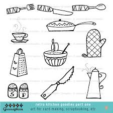 Pans cooking pots set of dishes healthy lifestyle delicious. Retro Kitchen Goodies Black And White Clipart Pots By Grrraphics 5 00 Art Sets For Kids Clipart Black And White Art Drawings For Kids