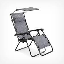 Adjusting the recline position of the chair could not be easier, simply lean back whilst the lounger gently reclines, when you find your desired position simply lock into place. Zero Gravity Textoline Canopy Garden Chair Vonhaus