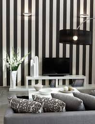Shop black and white wallpaper today! 35 Ways To Make A Ceiling Look Higher Striped Walls Living Room Striped Wallpaper Living Room Striped Room