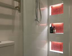 Waterproof led lights for use in bathroom alcoves and niches. Shower Niche Lighting Superlight