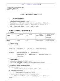 Persoanele care au completat prezentul document. Fisa Psihopedagogica Completat