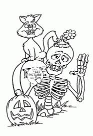 Children love to know how and why things wor. Skeleton And Black Cat Coloring Pages For Kids Halloween Printables Free Halloween Coloring Pages Halloween Coloring Book Halloween Coloring Pictures