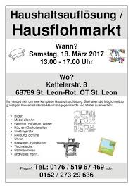 Haushaltsauflosung Hausflohmarkt 18 Haushaltsauflosungen Aus St Leon Rot St Leon Haushaltsauflosung Haushalt Flohmarkt Tipps