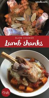 Slow Cooker Lamb Shanks Vj Cooks Recipe Lamb Shanks Slow Cooker Slow Cooker Lamb Lamb Shank Recipe