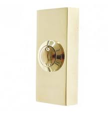 Vintage 1920s brass push button door bell cover plates pair. Brass Finished Push Button