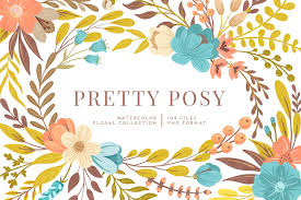 Watercolor textures, watercolor graphics, watercolor tutorials, watercolor floral designs and watercolor flowers as well as watercolor artwork and paintings. Pretty Posy Watercolor Flower Graphics Kit By Avalon Rose Design Thehungryjpeg Com