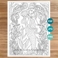 Half female, half fish, these mythological creatures are beautiful and so exotic. Dreamy Mermaid Coloring Page Mermaid Art Coloring Book Etsy