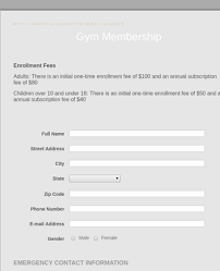 I tried to print the cancellation form and my computer would not take the format, i tried 3 friends. Gym Membership Form Template Jotform