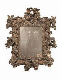 Mirror Naples Xvii Century Silver Wood Mecca With Traces Of Gilding Carved Inner Band To Leaves And Branches Currents L Cornici Antiche Cornici Oggetti