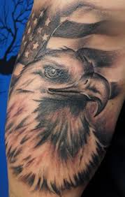 Half Sleeve Black And White American Flag Tattoo Black And Grey Eagle With Usa Flag Tattoo Design For Half Sleeve With Images Eagle Tattoo Eagle Shoulder Tattoo American Flag Tattoo