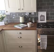 Cream Shaker Kitchen With Grey Metro Tiles Kitchen Tiles Cream Shaker Kitchen Shaker Kitchen
