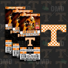 Tennessee Volunteers Ticket Style Sports Party Invitations