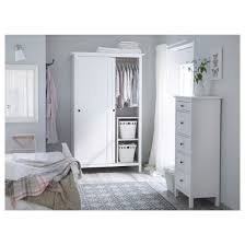 Hemnes White Stain Wardrobe With 2 Sliding Doors 120x197 Cm Ikea Ikea Soverom Oppbevaring Soverom Klesskap Soverom