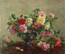 Albert williams print vase of flowers gold frame still life from england. Art Prints By Albert Williams