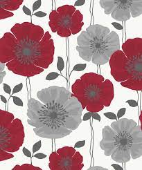 A collection of the top 52 red wallpapers and backgrounds available for download for free. Red Silver Grey White Fd14866 Poppie Fine Decor Wallpaper By Fine Decor Amazon Co Uk Diy Tools