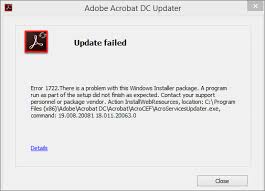 Flash player is required to access web pages that have embedded flash and swf files content in them. Error 1722 While Installing Updating Acrobat Dc Acrobat Reader Dc On Windows