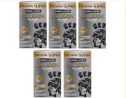 Amazon.com: Trojan Supra Non-Latex Condoms, for Contraception,  Polyurethane, BareSkin, Get Closer, Triple Tested, 40% Thinner, Odor Free,  6 Count (Pack of 5) : Health & Household