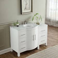 By design element (3) brescia 42 in. 54 Inch Single Sink Contemporary Bathroom Vanity White Finish Carrara Marble Top