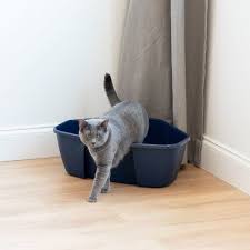 Iris Usa Inc Corner Litter Box Color Finish Navy In 2020 Cat Litter Box Cat Litter Litter Box