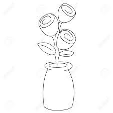Vase of flowers clipart black and white. Black Outline Vector Flowers In Vase On White Background Royalty Free Cliparts Vectors And Stock Illustration Image 25304899