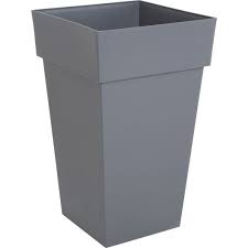 Pot Plastique Eda L 39 X L 39 X H 65 Cm Gris Anthracite Plastique Pots Gris