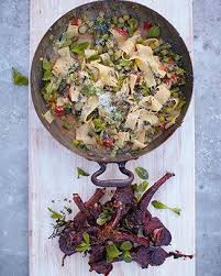 glazed sizzling chops with sweet tomato asparagus lasagnetti jamie oliver 15 minute meals jamie oliver recipes 15 minute meals