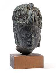 Halb Kopf Des Shiva Und Parvati Aus Schwarzem Stein Auctions Price Archive