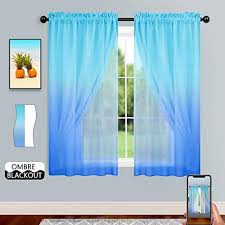 Sheer curtain ideas for living room: Blackout Curtains With Ombre Sheer Overlay For Bedroom Girls Room Double Layered Rod Pocket Elegant Mix